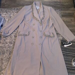 Studio I Gray Women's Blazer with Patterned Trim